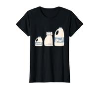White Cat and Milk Bottles Value Graphic T-Shirt, Women, Black, XL