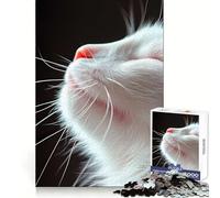White Cat Close-Up Adult Jigsaw1000 Pieces Clear Thinking Restful Escape Precise Edges (38x26cm)