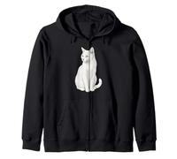 White Cat Cute Cat Lover Zip Hoodie