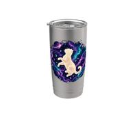 White Cat Floating in Cosmic Galaxy Nebula Space Stainless Steel Insulated Tumbler