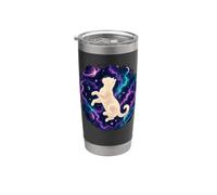 White Cat Floating in Cosmic Galaxy Nebula Space Stainless Steel Insulated Tumbler