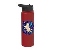 White Cat Floating in Cosmic Galaxy Nebula Space Stainless Steel Insulated Water Bottle