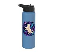White Cat Floating in Cosmic Galaxy Nebula Space Stainless Steel Insulated Water Bottle