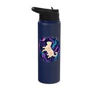 White Cat Floating in Cosmic Galaxy Nebula Space Stainless Steel Insulated Water Bottle