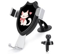 White Cat Heart Love Phone Holder Universal Car Windshield Dashboard Phone Mount
