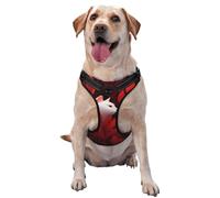 White Cat In Red Feather-Like Leaves No Pull Dog Harness Adjustable Reflective Oxford Easy Control Medium Large Dog Harness