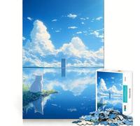 White Cat in The Lake Jigsaw Puzzle 1000 Pieces Cognitive Fun Play High Precision Die Cut Unique Gift for Stress Relief (50x75cm)