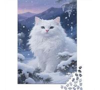 White Cat Jigsaw Puzzles Puzzles for Adults Kids. 1000 Pieces Snow Mountain Whimsical Challenge Toy Educational Game Home Decoration for Adults& Kids Age 14 Years Up 1000pcs (75x50cm)