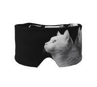 White cat Looking into the Distance Double-Sided Printed Eye mask, Soft and Light-Blocking, Suitable for Travel and Home