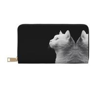 White cat Looking into The Distance Wallet Hand-Held Coin Purse Fashionable and Versatile Long Can Hold Mobile Phones Coins Keys