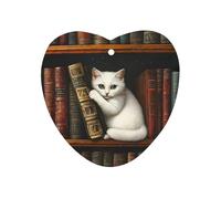 White Cat on Books Cute Car Air Fresheners Long Lasting Scent Car Mirror Hanging Scented Cards Tablets Love form