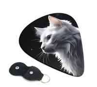 White Cat Painting Guitar Picks 6-Pack - Pick Set (0.46mm / 0.71mm / 0.96mm) Suitable For Guitar And Ukulele Playing