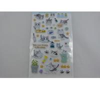 White Cat Puffy Sticker with Diamante - Cat in the Jug