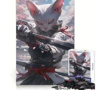 White Cat Samurai for Adults 1000 Piece Puzzle Think Training Serene Escape Defined Edges Creative Gift (50x75cm)