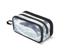 White Cat Sleeping Moon Pencil Case Boys Girls Pen Bag Pouch School Kids | Perfect for Kids Teens Adults Student, Big Large Capacity, Stationery Organizer Supplies, Zipper Compartment, Portable Handle