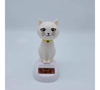 White Cat Solar Powered Decor, Cute Swing Animal Dancing Dolls Car Dashboard Ornament, Solar Shaking Cat Desktop Decoration for Home Office, Decor, Solar Power Kits Learning and Education Novelty