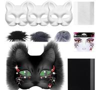 White Cat - Unpainted Animal Cosplay | White Paper Feline Costume Accessory, Customizable Costume Accessory, Full Craft for Carnival, Halloween Accessories and Theatre