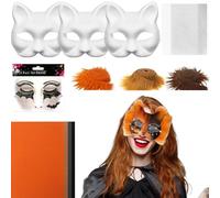 White Cat , White Cat Masks, Customizable, Tulle and Felt Accessories Kit Creative Activities for Masked Party Carnival Cosplay Men