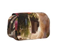 White cat with blue eyes Portable Pencil Case ideal for organizing pens in the office or storing makeup brushes