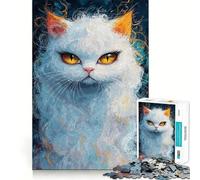 White Cat with Golden Eyes 1000-piece Puzzle for Teenagers Mind Skill Fun Uniform Size Precise Pieces Relaxing Indoor Group Activity (38x52cm)
