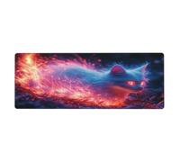 White Cats Around The Fire Mouse Pad In Big Extended Non-Slip Rubber Base Mousepad With Stitched Edges Gaming Pc Desktop Large Mouse Pad 11.8x31.5