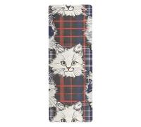 White Cats Red Plaids yoga mat towel non slip for hot yoga for women printed, non slip, nonslip yoga towel with bag tapete para ejercicio 71x26 inches