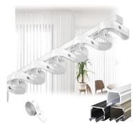 White Ceiling ain Track - Traverse Rod for Ripple Fold ains, Room Divider System for Living Room, Bathroom, Bedroom - 1m (3.3ft)