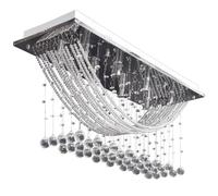 vidaXL White Ceiling Lamp with Glittering Glass Crystal Beads 8 x G9 29 cm