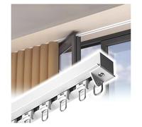 White Ceiling Mount Recessed Ceiling Curtain Single Track Set, Customizable Lengths, Aluminum Concealed Embedded Curtain Rail Room Divider, Hidden Privacy Room Partition(3ft/0.9m)