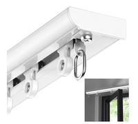 White Ceiling Mounted Curtain Track 15.7ft Metal Rod with Curved Edge Straight Window & Balcony Curtain Rail Includes Hardware & Connectors for Easy Installation