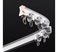 White Ceiling/Wall Mount Curtain Rail System - Sliding RV Curved S/L/U/Z Shaped Bendable Sliding System for Shower, Shared Bedrooms(Wall Mount,3.6m/11.8ft)