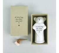 White Ceramic Bear Comfort Figurine with Gift Box, 'A Little Hug' Message