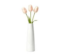 White Ceramic Bud Vase Tall Narrow Neck Tapered Vase Decorative Bud Vases for Single Stem Flowers Dried Pampas Grass Home Decor Wedding Centerpieces Office Desk (Flower Not Include)
