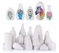 White Ceramic Bud Vases Set of 16, Modern Boho Flower Vases for Home Decor, Small Vases Bulk for DIY Painting Crafts, Party Wedding Centerpieces, Pampas Grass