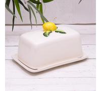 White Ceramic Butter Storage Dish with Mediterranean Lemon Lid
