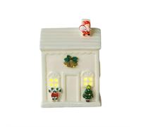 White Ceramic Christmas House, Ceramic LED Lighted Christmas Village Houses, LED Church Light House Snow Scene Xmas Decorations for Christmas Desktop