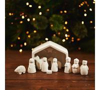 White Ceramic Christmas Nativity Scene Set Xmas Festive Ornament Decor (11 pieces)