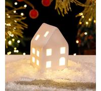 White Ceramic Christmas Village Sets, Christmas Village House Porcelain LED Light Up Christmas Houses Village, White Porcelain Village Town Houses, LED Christmas House Night Light Christmas Decoration