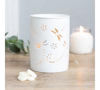White Ceramic Cut-Out Dragonfly Oil Burner (Height) 11.5 Cm