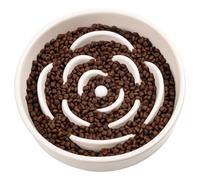 White Ceramic Dog Bowl Slow Feeder for Medium and Large Breed,1.5 Cup 8.26 in Slow Feeding Bowl,Puzzle Dog Food Bowl for Fast Eater,Maze Dish for Fast Eater