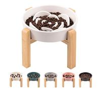 White Ceramic Dog Bowl Slow Feeder for Medium and Large Breed, Elevated/Raised 1.5 Cup 8.26 in Slow Feeding Bowl,Puzzle Dog Food Bowl for Fast Eater,Maze Dish for Fast Eater