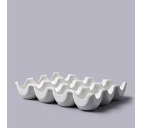 White Ceramic Egg Dish Holds 12 Eggs