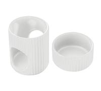 White Ceramic Essential Oil Burner for Tealights, Ribbed Design