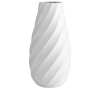 White Ceramic Flower Vase with Textured Spiral Design, Modern Minimalist Decor for Home, Living Room, or Office - 10 Inch