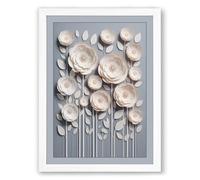 White Ceramic Garden Minimalist Framed Wall Art Print A3 (42×29.7cm) White, Wall Decor for Living Room, Bedroom, Office & Home, Ready to Hang, Art Gift