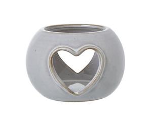 White Ceramic Heart Cut-Out Round Tealight Holder