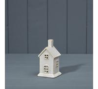 White Ceramic House Tealight Holder Accent