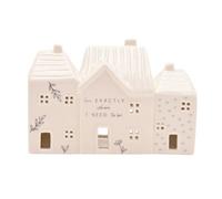 White Ceramic House Tealight Holder Figurine Candle Holder Ornament Home Decor