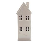 White Ceramic LED Christmas House Ornament, Christmas Village Houses Tealight Holder, Light Up Christmas Village House Night Light Decoration,Christmas Town Scene Tea Light Candle Holders (8)
