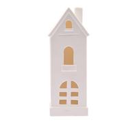 White Ceramic LED Tall House Ornament